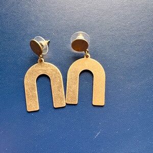 Madewell Matte Brass Horseshoe Drop Earrings Geometric Statement